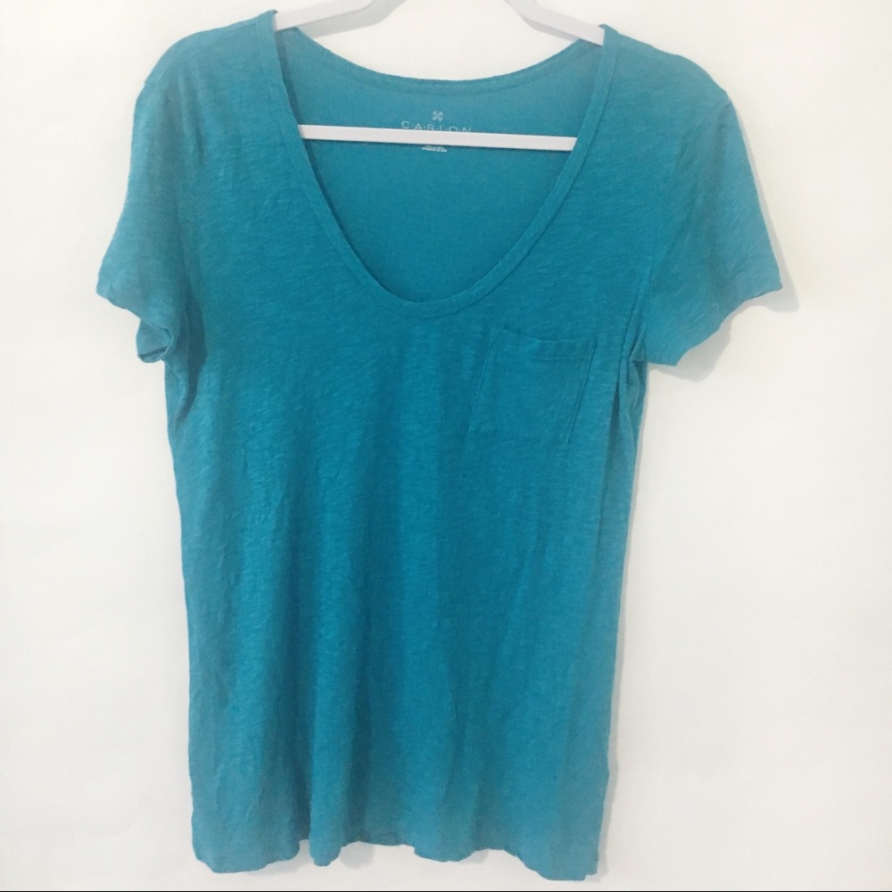 Caslon teal XS pocket tee